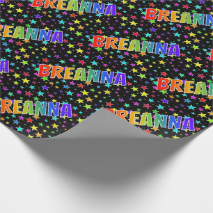 Papel De Regalo Arcoiris Nombre "BREANNA" + Estrellas