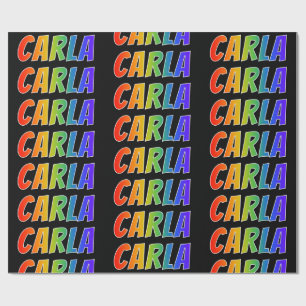 Papel De Regalo Arcoiris Nombre "CARLA"; Divertido y Colorido
