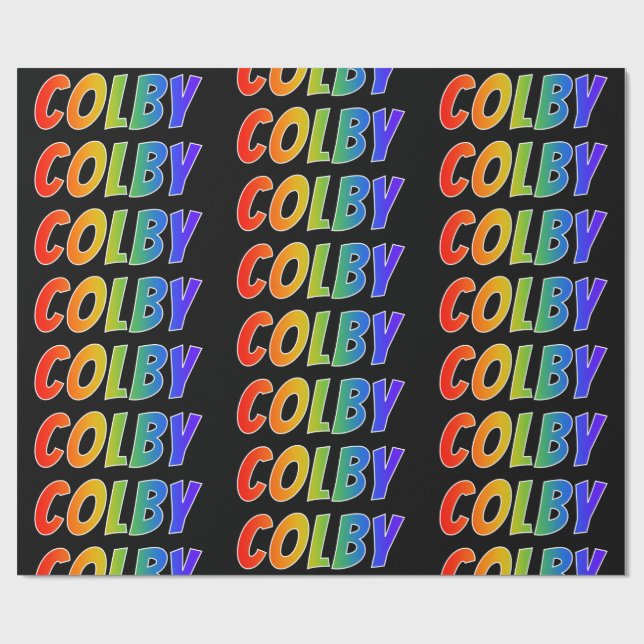 Papel De Regalo Arcoiris Nombre "COLBY"; Diversión y colorido (Superficie plana)