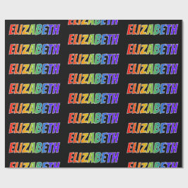 Papel De Regalo Arcoiris Nombre "ELIZABETH"; Diversión y colorido