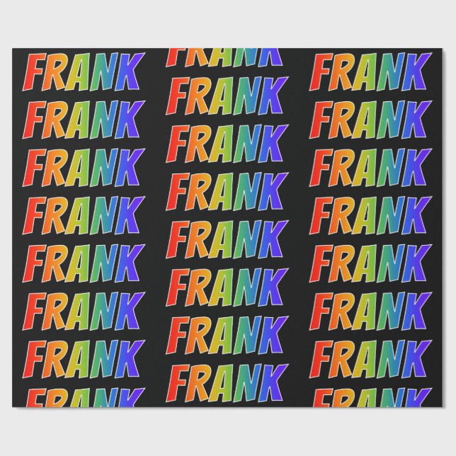 Papel De Regalo Arcoiris Nombre "FRANK"; Divertido y Colorido (Superficie plana)