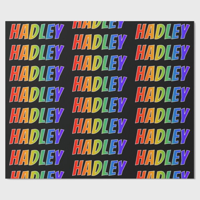Papel De Regalo Arcoiris Nombre "HADLEY"; Diversión y colorido (Superficie plana)