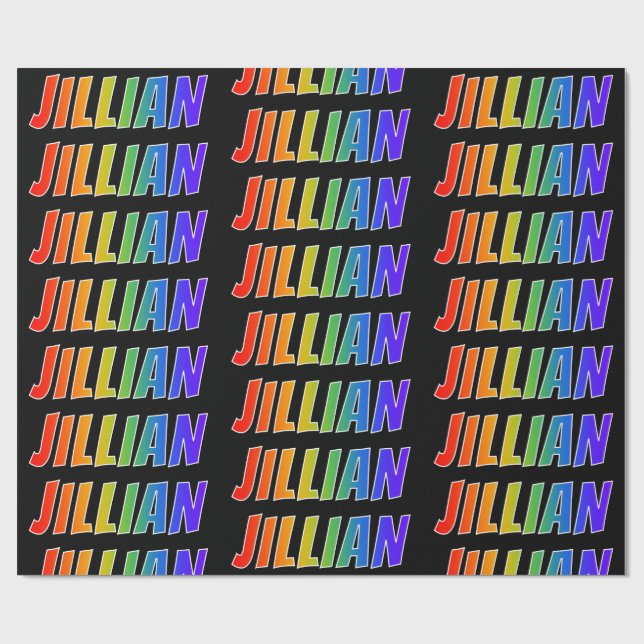 Papel De Regalo Arcoiris Nombre "JILLIAN"; Diversión y colorido (Superficie plana)