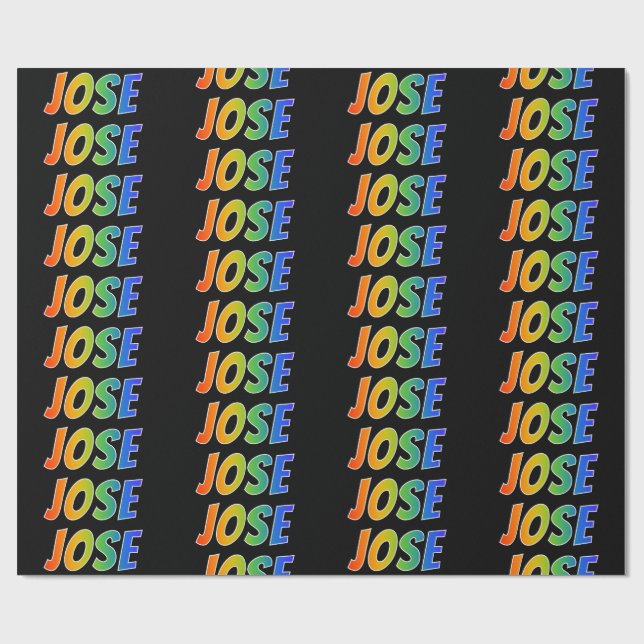 Papel De Regalo Arcoiris Nombre "JOSE"; Divertido y Colorido (Superficie plana)