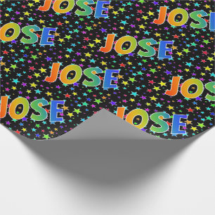 Papel De Regalo Arcoiris Nombre "JOSE" + Estrellas