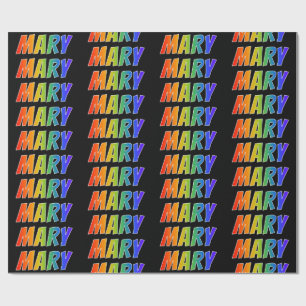 Papel De Regalo Arcoíris Nombre "MARY"; Divertido y Colorido