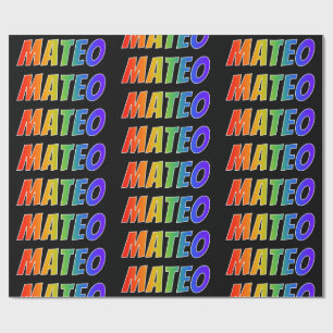 Papel De Regalo Arcoiris Nombre "MATEO"; Diversión y colorido