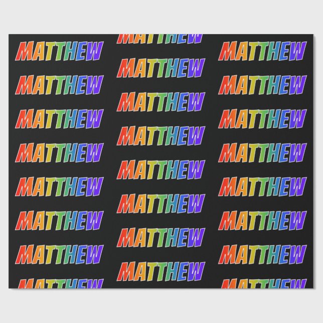 Papel De Regalo Arcoiris Nombre "MATTHEW"; Diversión y colorido (Superficie plana)