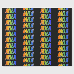 Papel De Regalo Arcoiris Nombre "MILA"; Diversión y Colorido