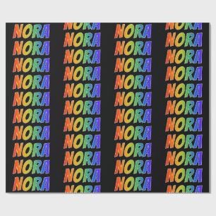 Papel De Regalo Arcoiris Nombre "NORA"; Divertido y Colorido