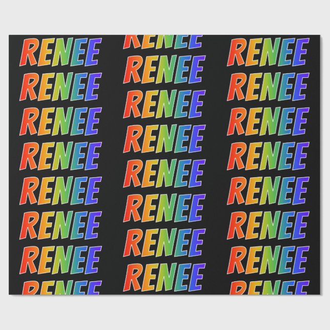 Papel De Regalo Arcoiris Nombre "RENEE"; Diversión y Colorido (Superficie plana)