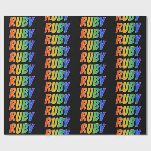Papel De Regalo Arcoiris Nombre "RUBY"; Diversión y Colorido