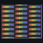 Papel De Regalo Arcoiris Nombre "SAMANTHA"; Diversión y colorido<br><div class="desc">Este fascinante, divertido y multicolor diseño de papel envuelto presenta el nombre común "SAMANTHA" con un colorido diseño inspirado en el espectro del arcoiris. El fondo es negro de color. Un papel de envolvimiento colorido como este puede ser divertido de usar cuando le das un regalo a alguien llamado Samantha....</div>