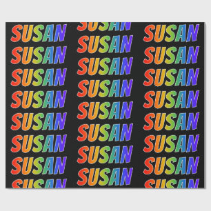 Papel De Regalo Arcoiris Nombre "SUSAN"; Divertido y Colorido