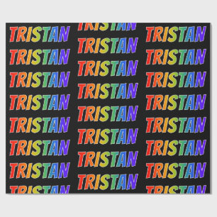 Papel De Regalo Arcoiris Nombre "TRISTAN"; Divertido y Colorido