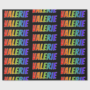 Papel De Regalo Arcoíris Nombre "VALERIE"; Divertido y Colorido