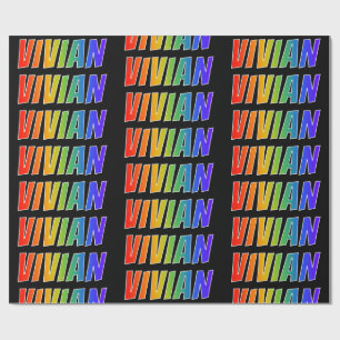 Papel De Regalo Arcoiris Nombre "VIVIAN"; Divertido y Colorido