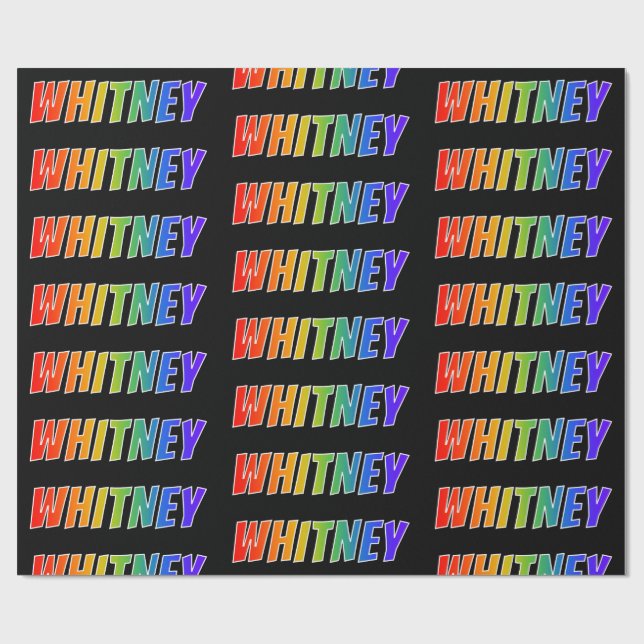 Papel De Regalo Arcoiris Nombre "WHITNEY"; Diversión y colorido (Superficie plana)