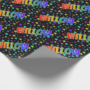 Papel De Regalo Arcoiris Nombre "WILLOW" + Estrellas