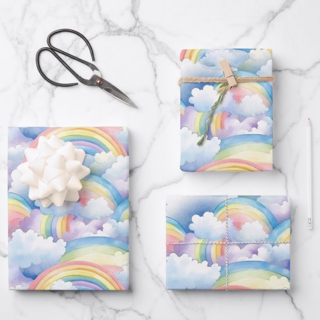 Papel de Regalo Arcoíris, Papel de Envoltura Acuar (Anverso)