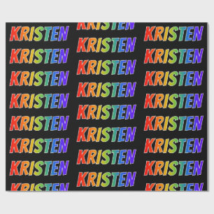 Papel De Regalo Arcoíris Primer Nombre "KRISTEN"; Diversión y Colo