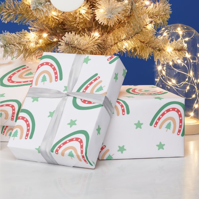 Papel De Regalo Arcoiris rosa y verde (Vacaciones)