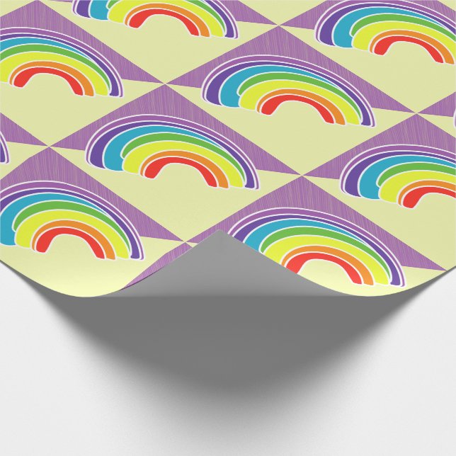 Papel De Regalo Arcoiris sobre morado y amarillo (Esquina)