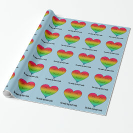 Papel De Regalo Arcoiris sonriendo corazón azul pálido