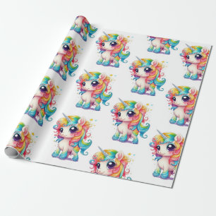 Papel De Regalo Arcoiris Unicornio Personalizado anime