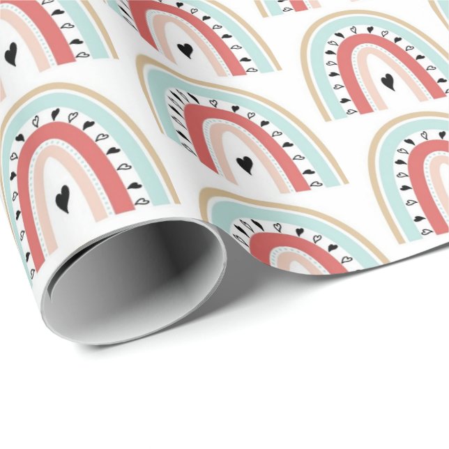Papel de Regalo - Arcoíris y Corazones (Esquina del rollo)
