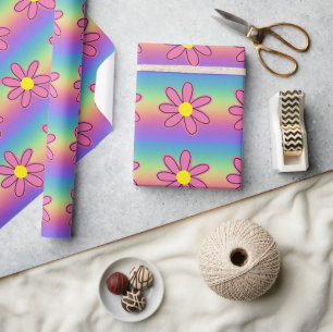 Papel De Regalo Arcoiris y flores