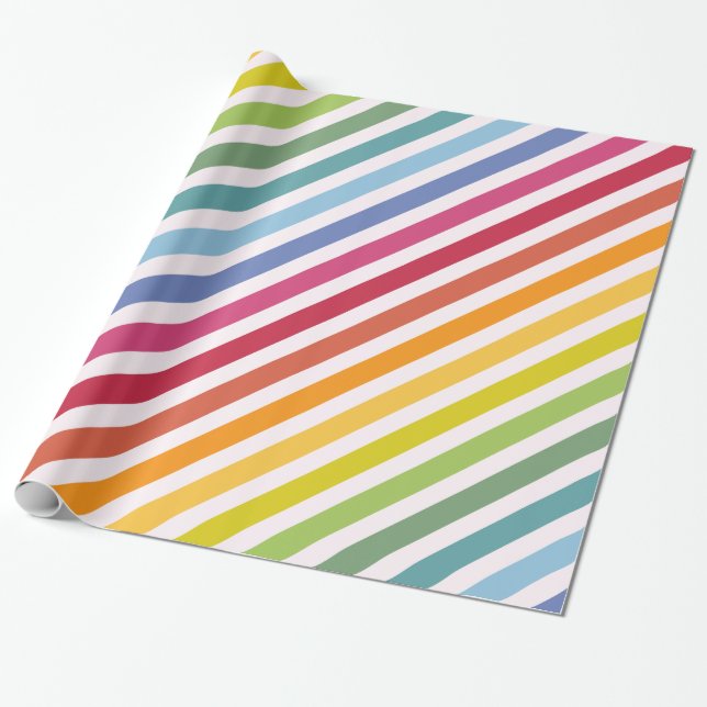 Papel De Regalo Arcoiris y franjas blancas (Desenrollado)