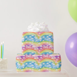 Papel De Regalo Arcoíris y Nubes