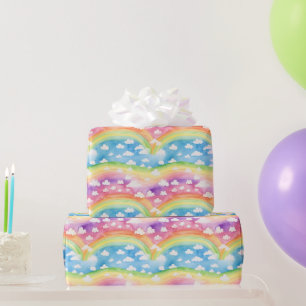 Papel De Regalo Arcoíris y Nubes