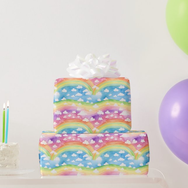 Papel De Regalo Arcoíris y Nubes (Regalos de fiesta)