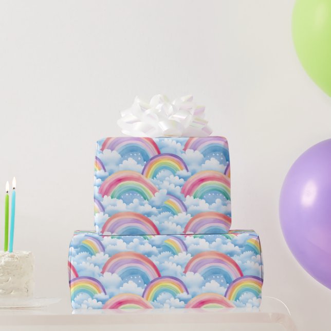 Papel De Regalo Arcoíris y Nubes (Regalos de fiesta)