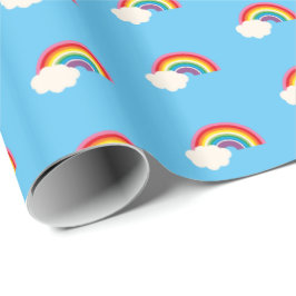 Papel De Regalo Arcoiris Y Nubes