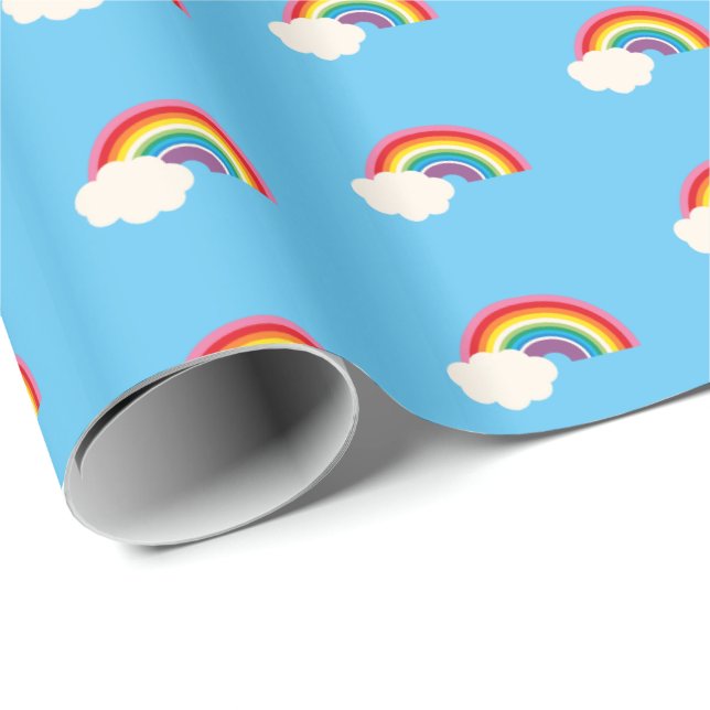 Papel De Regalo Arcoiris Y Nubes (Esquina del rollo)