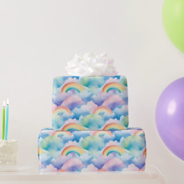 Papel De Regalo Arcoíris y Nubes