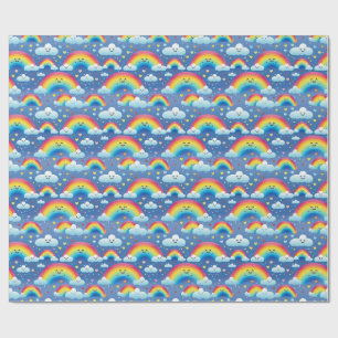 Papel De Regalo Arcoiris y nubes coloridas