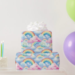 Papel De Regalo Arcoíris y nubes de arcoíris