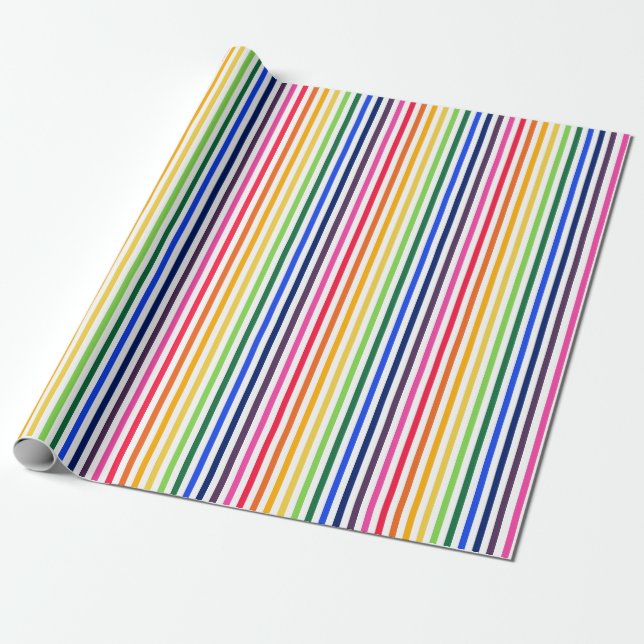 Papel De Regalo Arcoiris y rayas blancas (Desenrollado)
