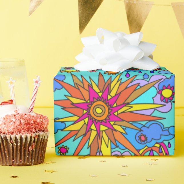 Papel De Regalo Arcoíris y Sol (Fiesta de cumpleaños )