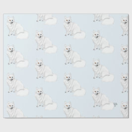 Papel De Regalo Arctic Fox Adorable Airbrush Pattern Icy Blue