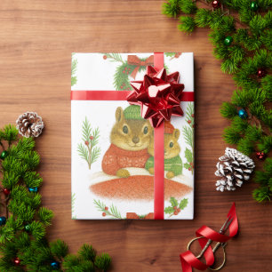 Papel De Regalo Ardilla caprichosa y pino
