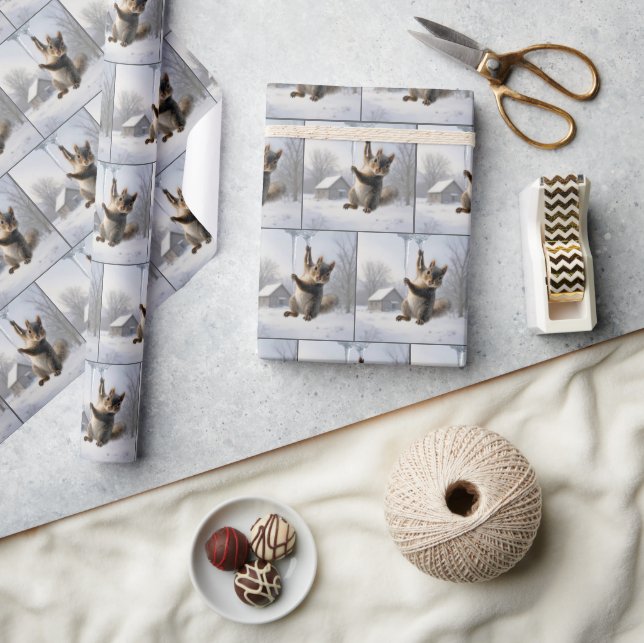 Papel De Regalo Ardilla colgando de una carámbano (Artesanía)