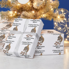 Papel De Regalo Ardilla Comiendo Rápido Frase Divertida