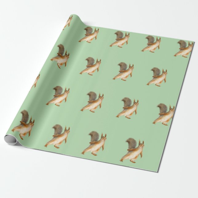 Papel De Regalo Ardilla con cola tupida de pie (Desenrollado)