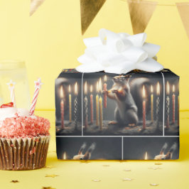 Papel De Regalo Ardilla Con Velas De Cumpleaños