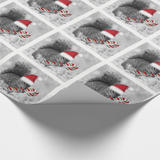 Papel De Regalo Ardilla de bosque en Sombrero de Santa María con c (Esquina)